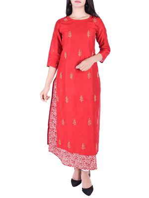 chanderi layered kurta - 15609238 - Standard Image - 1