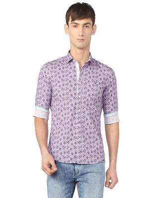 purple cotton blend casual shirt - 15609265 - Standard Image - 1