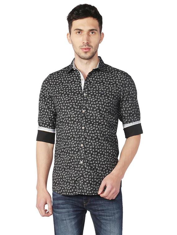 black cotton blend casual shirt - 15609266 - Zoom Image - 1