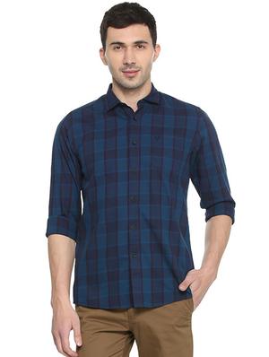 blue cotton casual shirt - 15609269 - Standard Image - 1