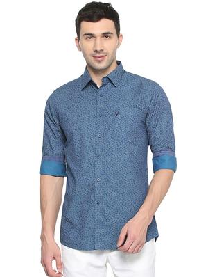 blue cotton casual shirt - 15609270 - Standard Image - 1