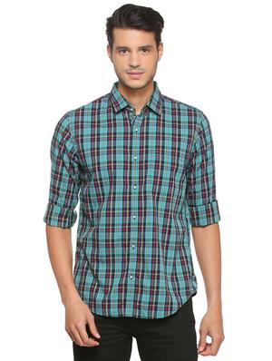 blue cotton linen casual shirt - 15609276 - Standard Image - 1