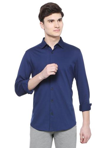 navy blue cotton casual shirt - 15609277 - Very Small Image - 1