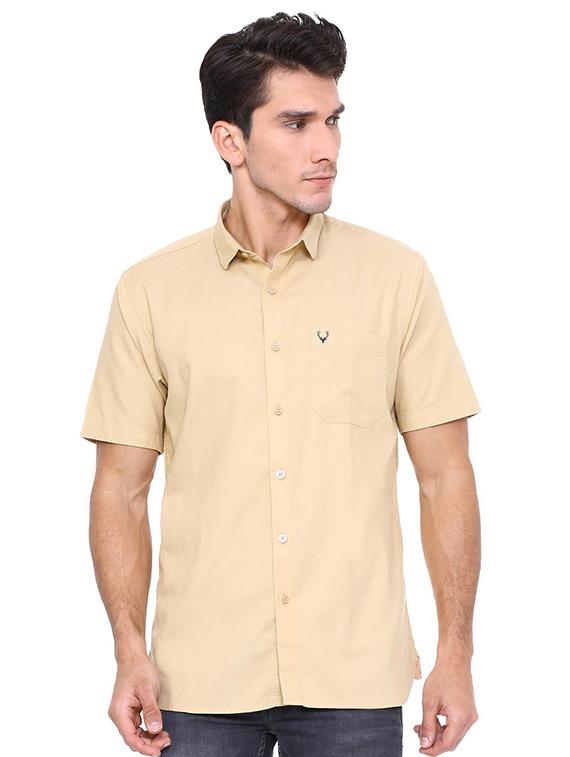 beige cotton blend casual shirt - 15609287 - Zoom Image - 1