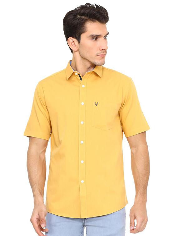 yellow cotton blend casual shirt - 15609288 - Zoom Image - 1