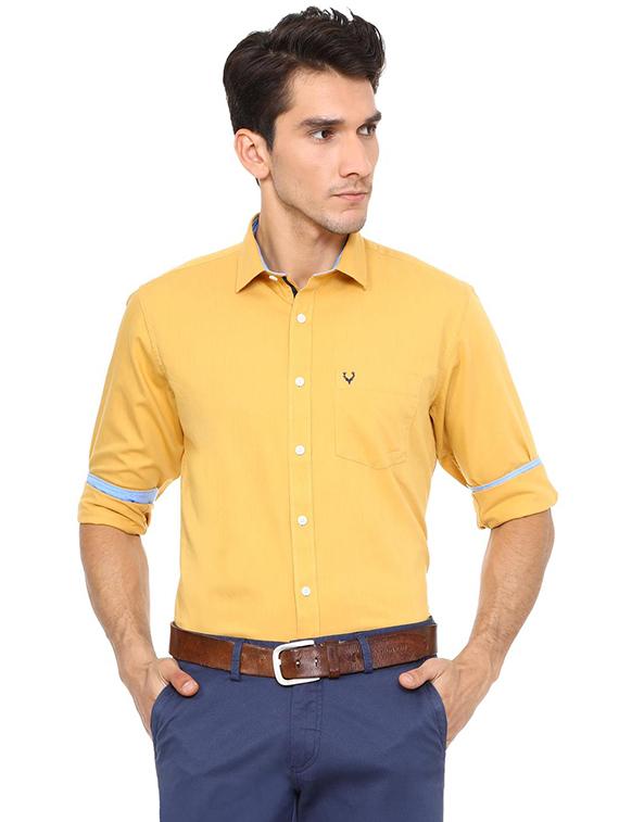 yellow cotton blend casual shirt - 15609297 - Zoom Image - 1