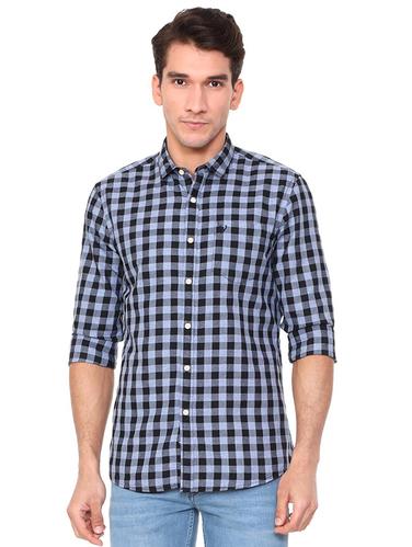 blue cotton casual shirt - 15609303 - Very Small Image - 1