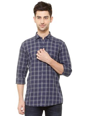 blue cotton casual shirt - 15609312 - Standard Image - 1