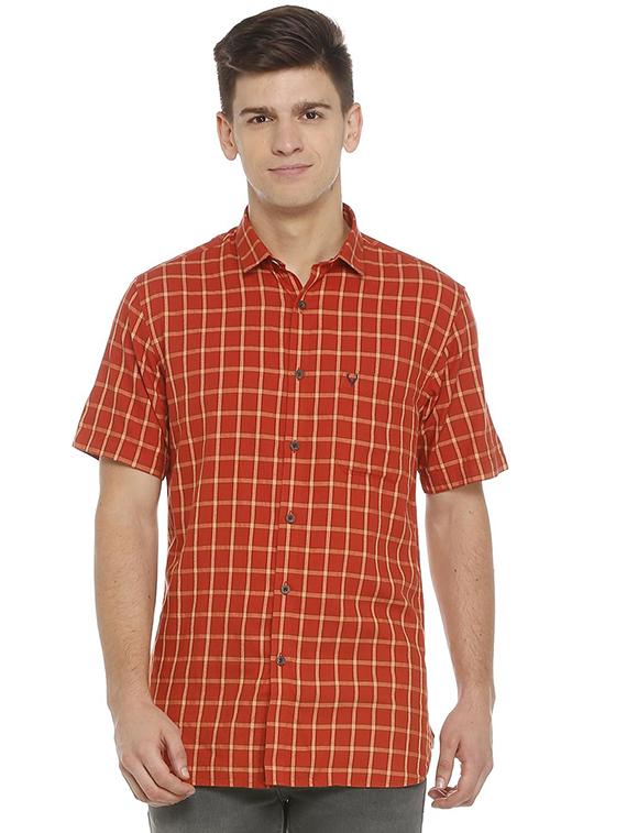 red cotton blend casual shirt - 15609335 - Zoom Image - 1