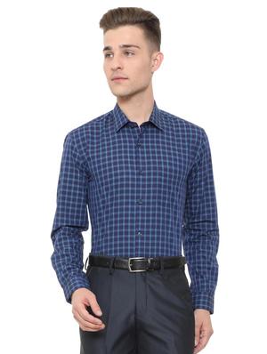 blue cotton blend casual shirt - 15609336 - Standard Image - 1