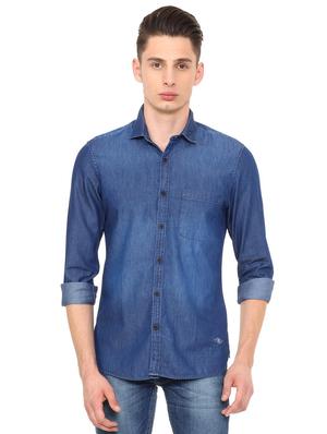 blue cotton casual shirt - 15609340 - Standard Image - 1