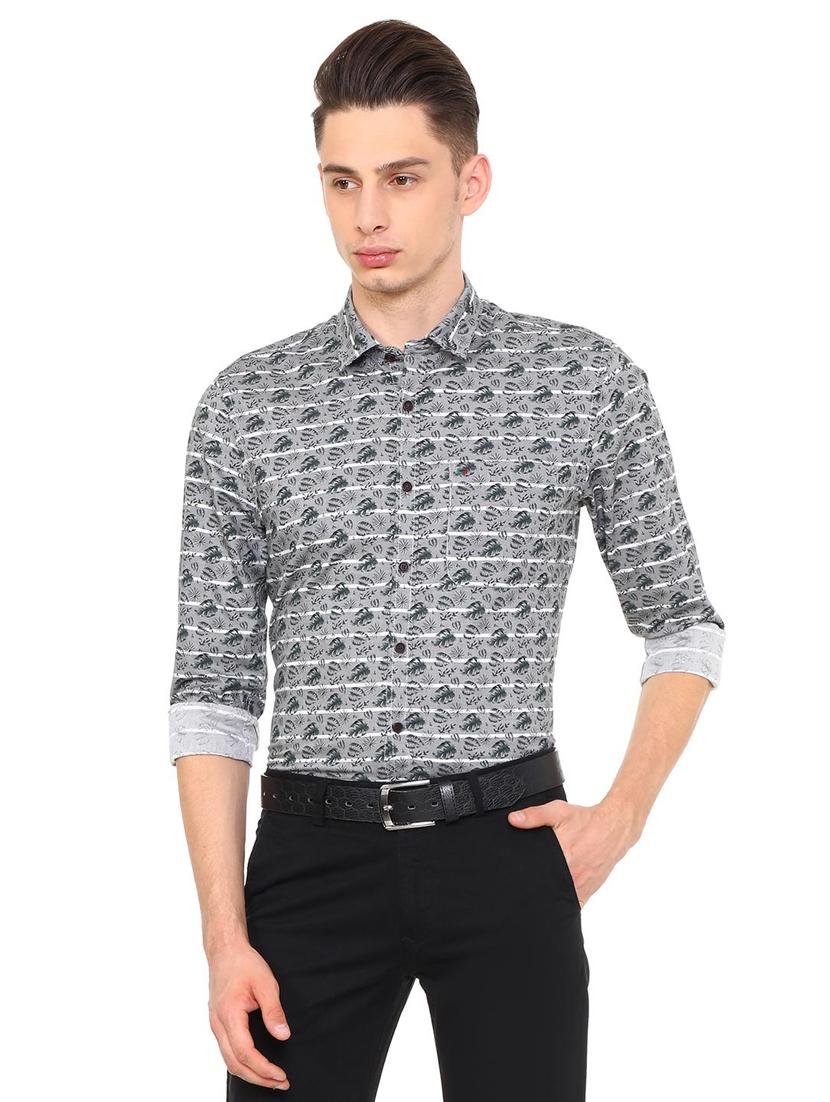 grey cotton blend casual shirt - 15609351 - Zoom Image - 1