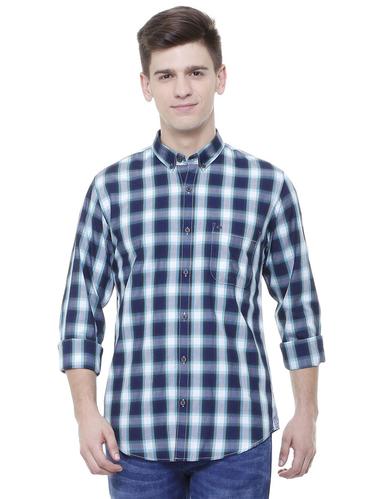 blue cotton casual shirt - 15609358 - Very Small Image - 1