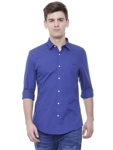 blue cotton casual shirt - 15609359 - Very Small Image - 1