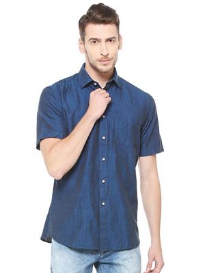 blue cotton casual shirt - 15609374 - Standard Image - 1