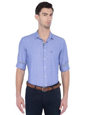 blue cotton blend casual shirt - 15609382 - Standard Image - 1