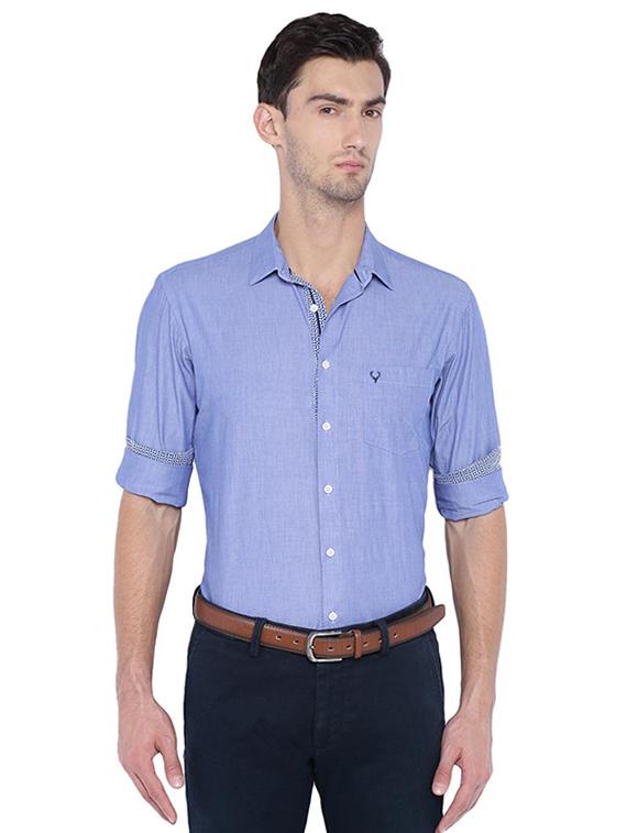 blue cotton blend casual shirt - 15609382 - Zoom Image - 1