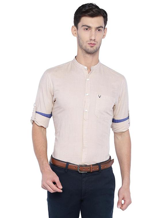 beige cotton linen casual shirt - 15609383 - Zoom Image - 1
