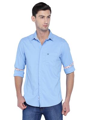 blue cotton blend casual shirt - 15609388 - Standard Image - 1