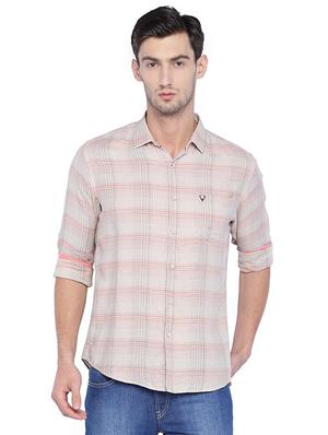beige cotton blend casual shirt - 15609389 - Standard Image - 1