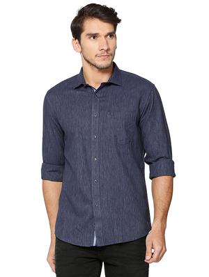 blue cotton blend casual shirt - 15609400 - Standard Image - 1