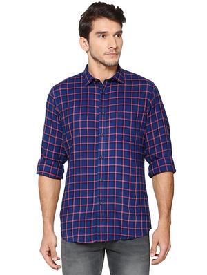 blue polyester blend casual shirt - 15609403 - Standard Image - 1