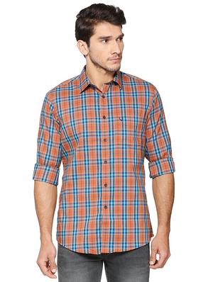 brown cotton blend casual shirt - 15609411 - Standard Image - 1