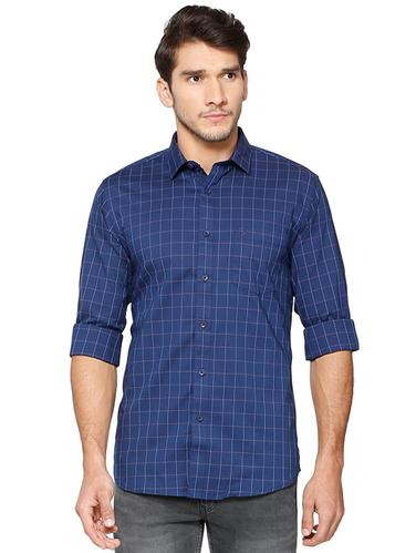 blue cotton blend casual shirt - 15609412 - Very Small Image - 1