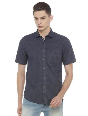blue cotton blend casual shirt - 15609418 - Standard Image - 1