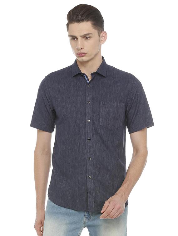 blue cotton blend casual shirt - 15609418 - Zoom Image - 1