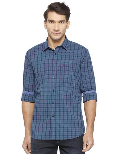 blue cotton casual shirt - 15609443 - Very Small Image - 1