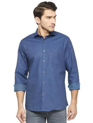 blue cotton casual shirt - 15609445 - Standard Image - 1