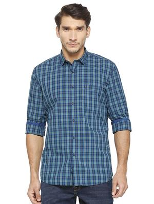 blue cotton casual shirt - 15609446 - Standard Image - 1