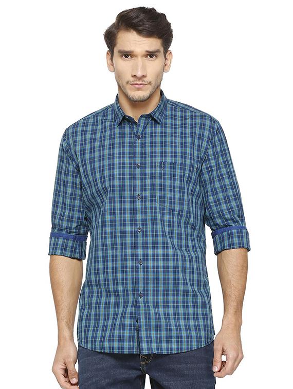 blue cotton casual shirt - 15609446 - Zoom Image - 1