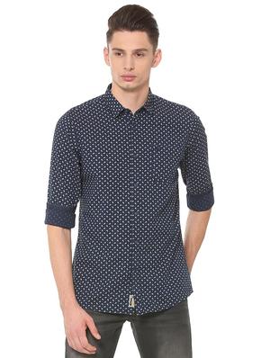 navy blue cotton casual shirt - 15609451 - Standard Image - 1