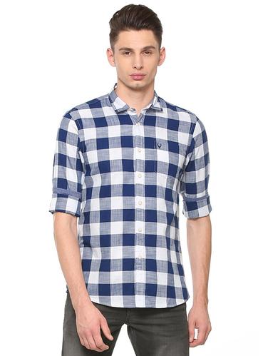 blue cotton casual shirt - 15609453 - Very Small Image - 1