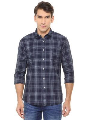 blue cotton casual shirt - 15609456 - Standard Image - 1