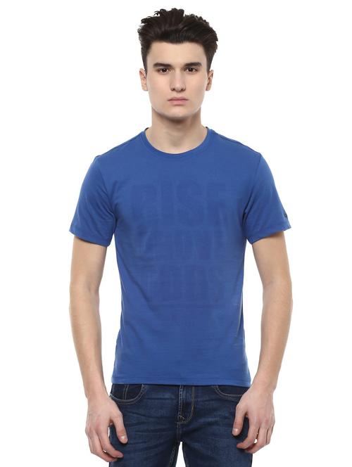 blue cotton blend chest print t-shirt - 15609659 - Very Small Image - 1