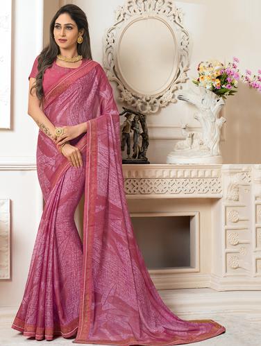 lace border abstract printed saree with blouse - 15610172 - Very Small Image - 1