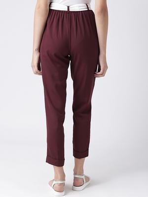 contrast waist tie pleated trousers - 15610744 - Standard Image - 3