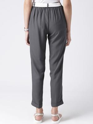 contrast waist tie pleated trousers - 15610745 - Standard Image - 3