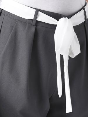 contrast waist tie pleated trousers - 15610745 - Standard Image - 5