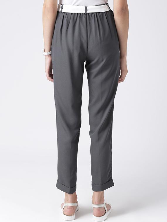 contrast waist tie pleated trousers - 15610745 - Zoom Image - 3