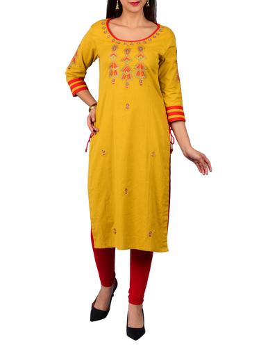 Embroidered straight kurta - 15610749 - Very Small Image - 1