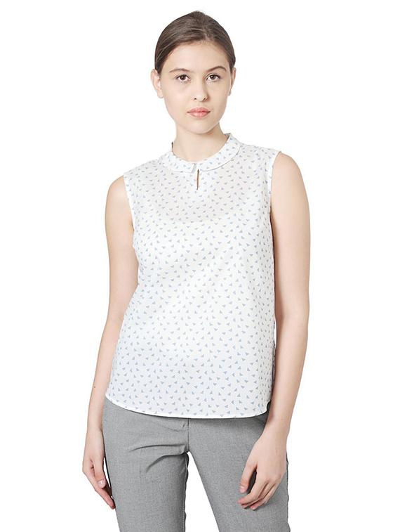 peter pan collar geometric print top - 15610750 - Zoom Image - 1