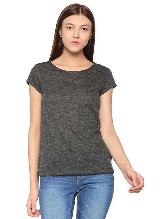 charcoal grey short sleeved knitted top - 15610757 - Zoom Image - 1