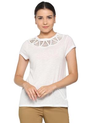 short sleeved lace detail top - 15610758 - Standard Image - 1