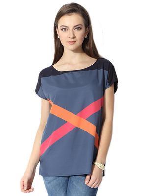 short sleeve color block top - 15610778 - Standard Image - 1