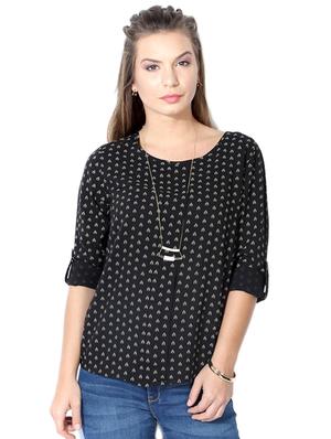 roll tab sleeve pleat detail top - 15610779 - Standard Image - 1