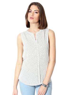 pleat detail notch neck top - 15610780 - Standard Image - 1